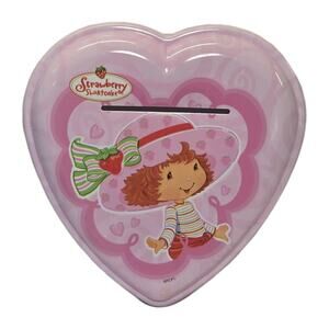 Strawberry Shortcake Pink Heart Trinket Storage Plastic Valentines Box Y2K